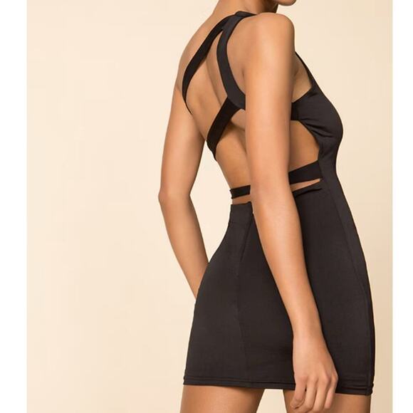 Superdown Davey Strappy Back Black Body Con Mini Dress • Size S - Picture 1 of 3